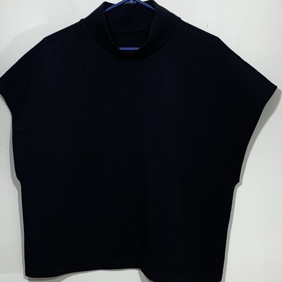 LEZE The Label Black Sleeveless Mock Neck Top Size L Minimalist Modal Blend Shir - Picture 1 of 8